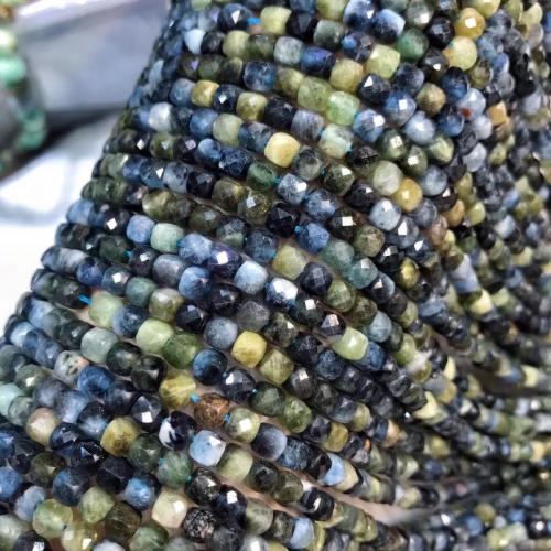 Natürlicher Turmalin Perlen, Quadrat, poliert, DIY & facettierte, gemischte Farben, 4.5mm, Länge:ca. 38 cm, verkauft von Strang