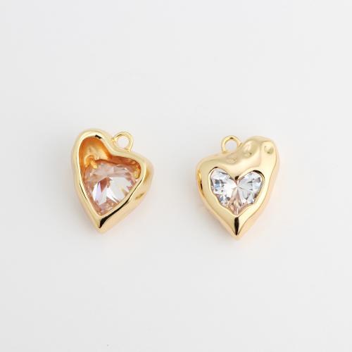 Cubic Zircon Brass Earring, Heart, plated, DIY & micro pave cubic zirconia 