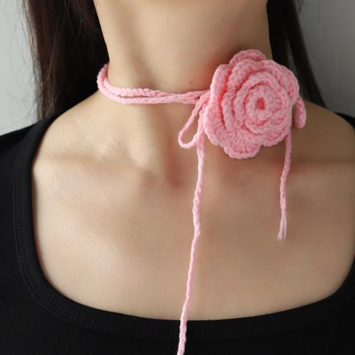 Fashion Choker Necklace, Caddice, with 60CM extender chain, Flower, handmade, for woman 60mm cm 