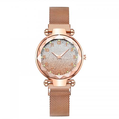 Zinc Alloy Watch Bracelet, with Glass, Round, plated, Chinese movement & for woman 