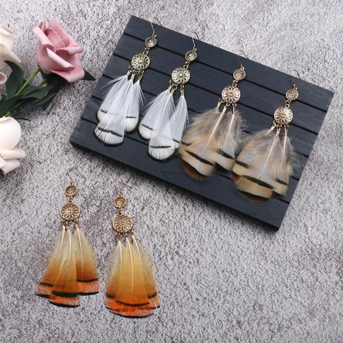 Fashion Feather Earring , with Zinc Alloy, plated, fashion jewelry & Bohemian style & for woman 