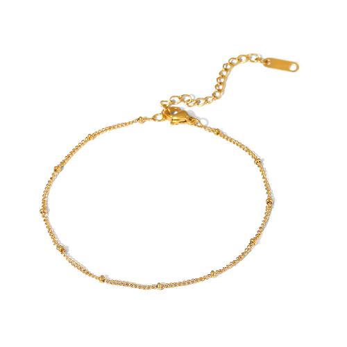 Bracelets en acier inoxydable bijoux, Acier inoxydable 304, avec 6.5cm chaînes de rallonge, Plaqué or 18K, bijoux de mode & pour femme, doré, 1mm Environ 19 cm, Vendu par brin
