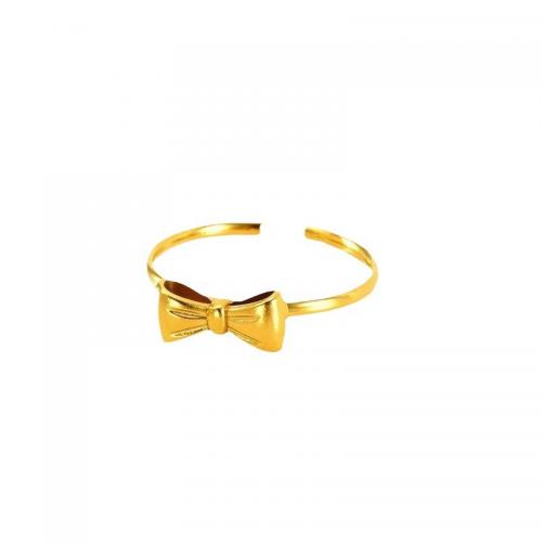 Stainless Steel Finger Ring, 304 Stainless Steel, Bowknot, 18K gold plated, fashion jewelry & for woman, golden 