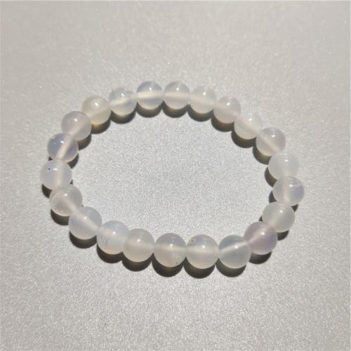 Agate Bracelets, White Agate, Round, fashion jewelry & Unisex white Approx 18 cm 