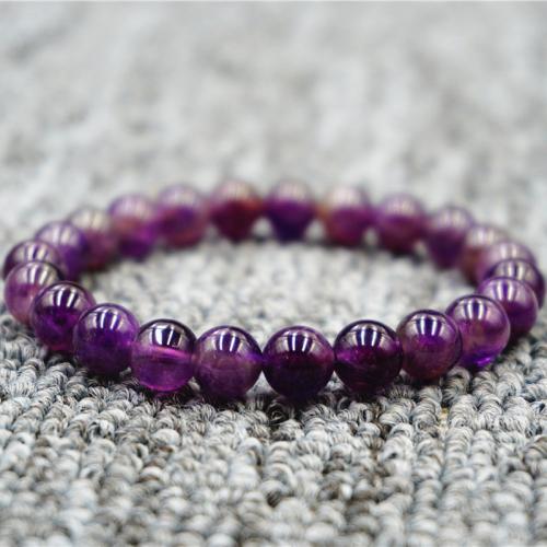 Quartz Bracelets, Amethyst, Round, fashion jewelry & Unisex purple Approx 18 cm 