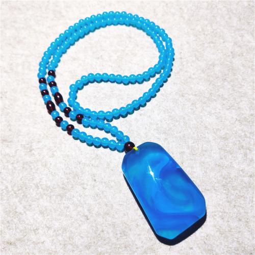 Fashion Sweater Chain Necklace, Resin & Unisex, blue, Length about 50mm Approx 60 cm 