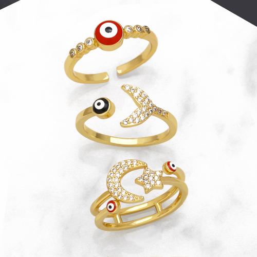 Evil Eye Jewelry Finger Ring, Brass, plated, fashion jewelry & micro pave cubic zirconia Ring inner mm 