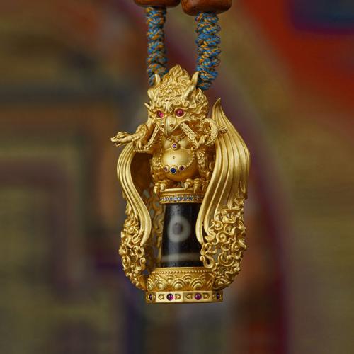 Agate Brass Pendants, with Tibetan Agate, gold color plated, vintage & DIY & micro pave cubic zirconia, 50mm [