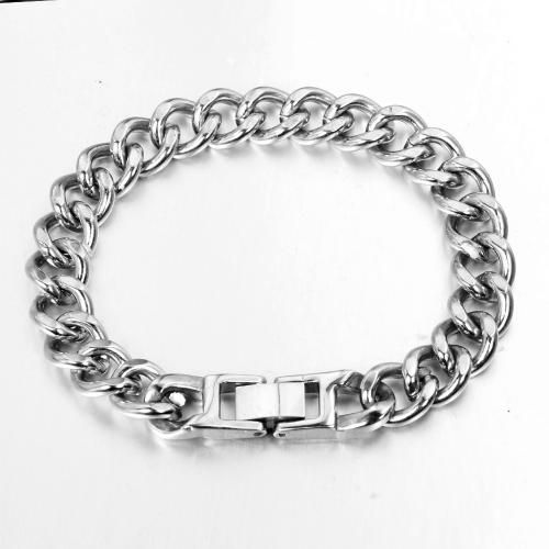 Titane bracelet en acier et bracelet, Acier titane, poli, bijoux de mode & pour homme, couleur originale Environ 21 cm, Vendu par PC