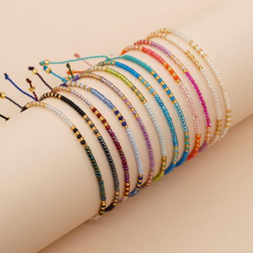 Glass Seed Beads Bracelets, Seedbead, with Knot Cord, Adjustable & fashion jewelry & for woman Approx 28 cm 