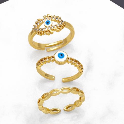 Evil Eye Jewelry Finger Ring, Brass, plated, fashion jewelry & micro pave cubic zirconia Ring inner mm 