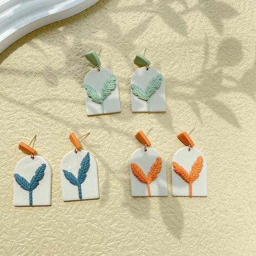 Polymer Clay Drop Earring, with Zinc Alloy, fashion jewelry [