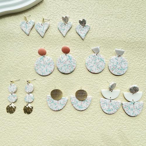 Polymer Clay Drop Earring, with Zinc Alloy, fashion jewelry [