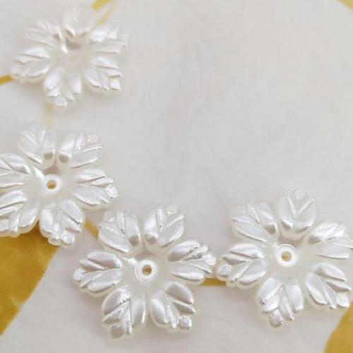 Flower Resin Beads, stoving varnish, DIY, white, 18mm, Approx [