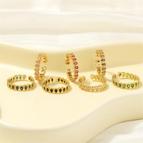 Zirkonia Messing Finger Ring, goldfarben plattiert, Modeschmuck & Micro pave Zirkonia & für Frau, keine, Minimum inner diameter :16mm, verkauft von PC