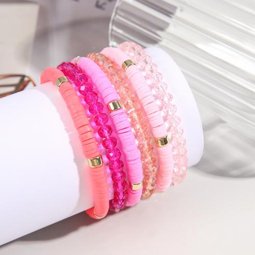 Polymer Clay Bracelets, with Crystal & Zinc Alloy, fashion jewelry & for woman Approx 16 cm 