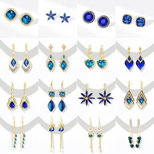 Zinc Alloy Drop Earring, with Crystal, plated & micro pave cubic zirconia & for woman, earring length 10-50mm 