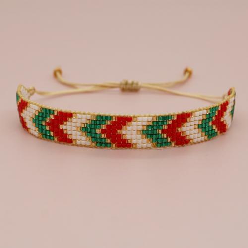 Glass Seed Beads Bracelets, Seedbead, with Knot Cord, Adjustable & fashion jewelry & for woman Approx 28 cm 