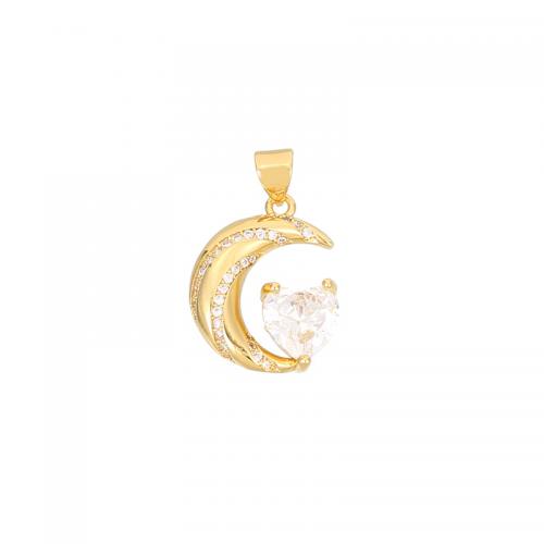 Cubic Zirconia Brass Pendants, gold color plated, DIY & micro pave cubic zirconia 