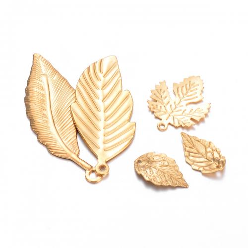 Stainless Steel Leaf Pendant, 304 Stainless Steel, gold color plated, DIY 
