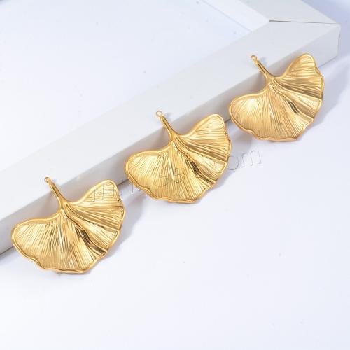 Stainless Steel Leaf Pendant, 304 Stainless Steel, Ginkgo Leaf, gold color plated, DIY 