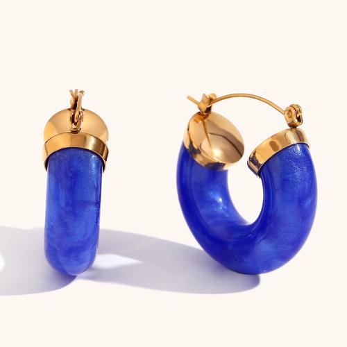 Edelstahl Baumeln Ohrring, 316 L Edelstahl, mit Acryl, 18K vergoldet, Modeschmuck & für Frau, keine, 29.5x29.5mm, verkauft von Paar