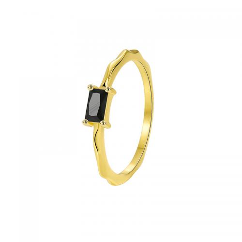 Zirkonia Messing Finger Ring, plattiert, verschiedene Größen vorhanden & Micro pave Zirkonia & für Frau, goldfarben, verkauft von PC