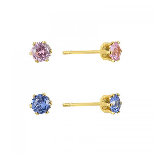 Cubic Zircon Brass Earring, plated, 2 pieces & micro pave cubic zirconia & for woman, mixed colors 