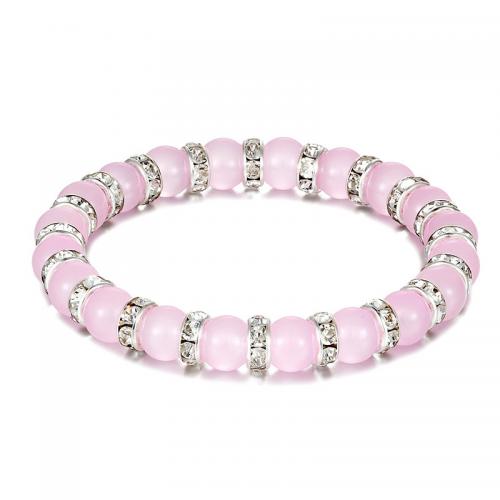 Bracelets de perle de bijou en verre, bijoux de mode & pour femme, plus de couleurs à choisir, 8mm Environ 19 cm, Vendu par PC