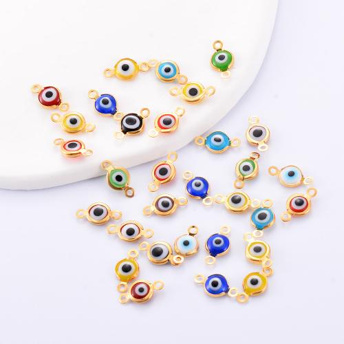 Evil Eye Jewelry Connector, 304 Stainless Steel, gold color plated, DIY & evil eye pattern & enamel & 1/1 loop 