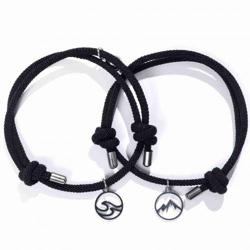 Zinc Alloy Couple Bracelet, with Nylon Cord, Adjustable & fashion jewelry & Unisex Approx 18-28 cm 