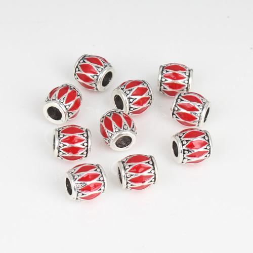 Zinc Alloy Large Hole Beads, barrel, silver color plated, fashion jewelry & DIY & enamel 10mm Approx 4mm [