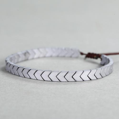 Non Magnetic Hematite Bracelet, with Knot Cord, arrowhead, plated, Adjustable & fashion jewelry & Unisex Approx 18 cm [