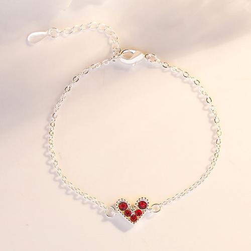 Cubic Zirconia Micro Pave Brass Bracelet, Heart, fashion jewelry & micro pave cubic zirconia & for woman Approx 16 cm 
