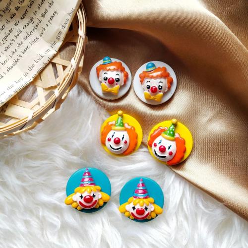 Resin Stud Earring, with Wood, fashion jewelry & for woman 30mm 