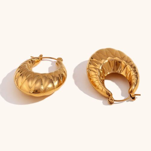 Edelstahl Baumeln Ohrring, 316 L Edelstahl, 18K vergoldet, Modeschmuck & für Frau, 34.5x24.4mm, verkauft von Paar