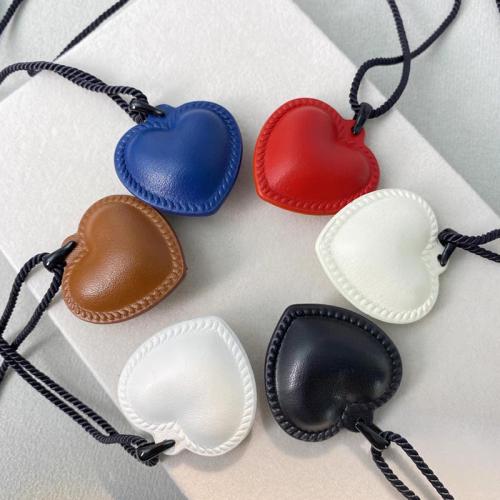Fashion Necklace Jewelry, PU Leather, with Linen, Heart, Adjustable & fashion jewelry & for woman Approx 45 cm 