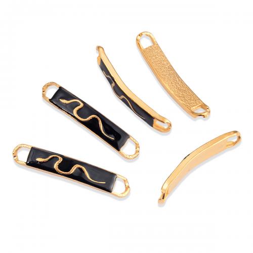 Stainless Steel Connector Bar, 304 Stainless Steel, Square, gold color plated, DIY & enamel & 1/1 loop, black 
