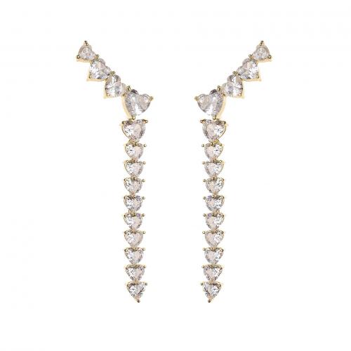 Cubic Zircon Brass Earring, plated & micro pave cubic zirconia & for woman 