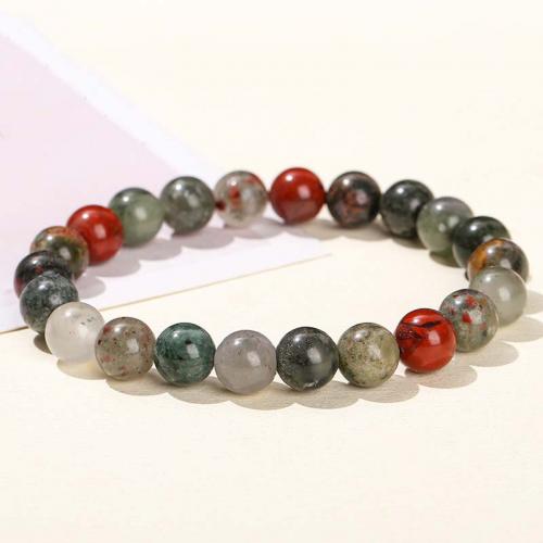 Gemstone Bracelets, African Bloodstone, Round, fashion jewelry & Unisex mixed colors Approx 18 cm 