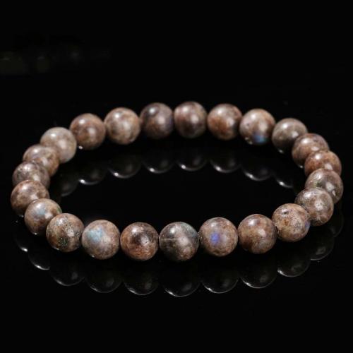 Gemstone Bracelets, Labradorite, Round, fashion jewelry & Unisex coffee color Approx 18 cm 