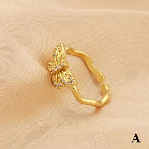 Zirkonia Messing Finger Ring, mit kubischer Zirkonia, goldfarben plattiert, Modeschmuck & verschiedene Stile für Wahl & für Frau, keine, inner diameter:17~20mm, verkauft von PC