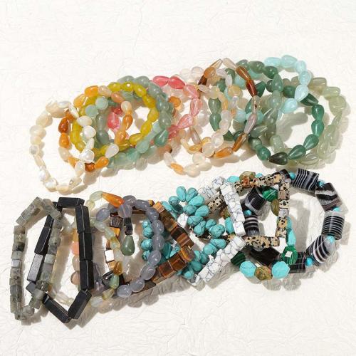 Gemstone Bracelets, Natural Stone, random style & fashion jewelry & Unisex & mixed Length about 6-12mm Approx 18 cm 