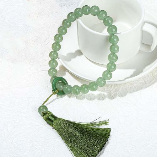 Glass Jewelry Beads Bracelets, with Knot Cord, Round, fashion jewelry & for woman, green, 12mm, Approx 