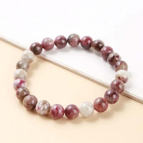 Gemstone Bracelets, Plum Blossom Tourmaline, Round, fashion jewelry & for woman, mixed colors Approx 18 cm 