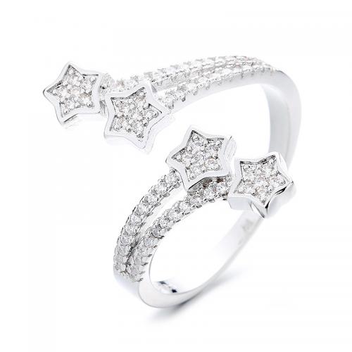 Cubic Zirconia Micro Pave Brass Finger Ring, Star, plated, fashion jewelry & micro pave cubic zirconia & for woman US Ring 