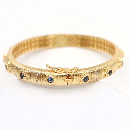 Brass Bangle, 18K gold plated, fashion jewelry & micro pave cubic zirconia & for woman Inner Approx 57mm 