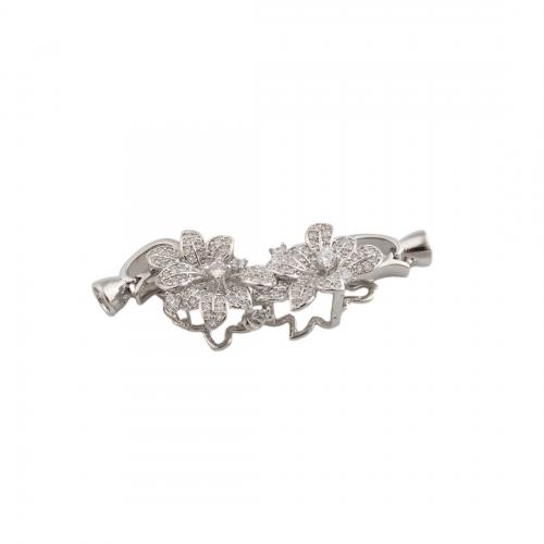 Sterling Silver Jewelry Findings, 925 Sterling Silver, Flower, platinum plated, DIY & micro pave cubic zirconia Approx 5mm 