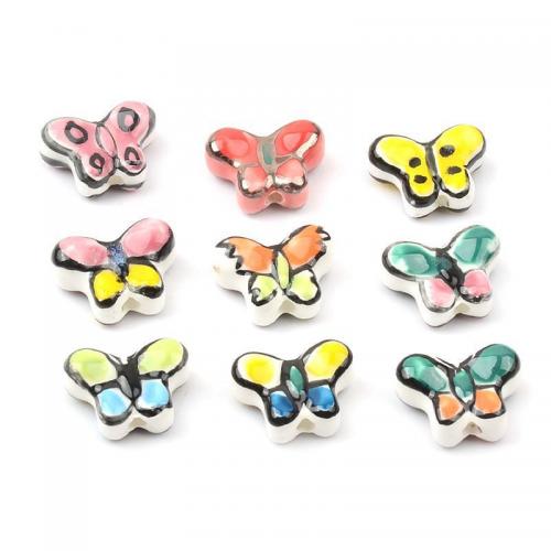 Printing Porcelain Beads, Butterfly, DIY, mixed colors 