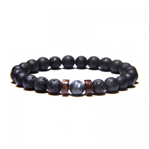 Gemstone Bracelets, Black Stone, with Gemstone, fashion jewelry & Unisex 8mm Approx 19 cm 